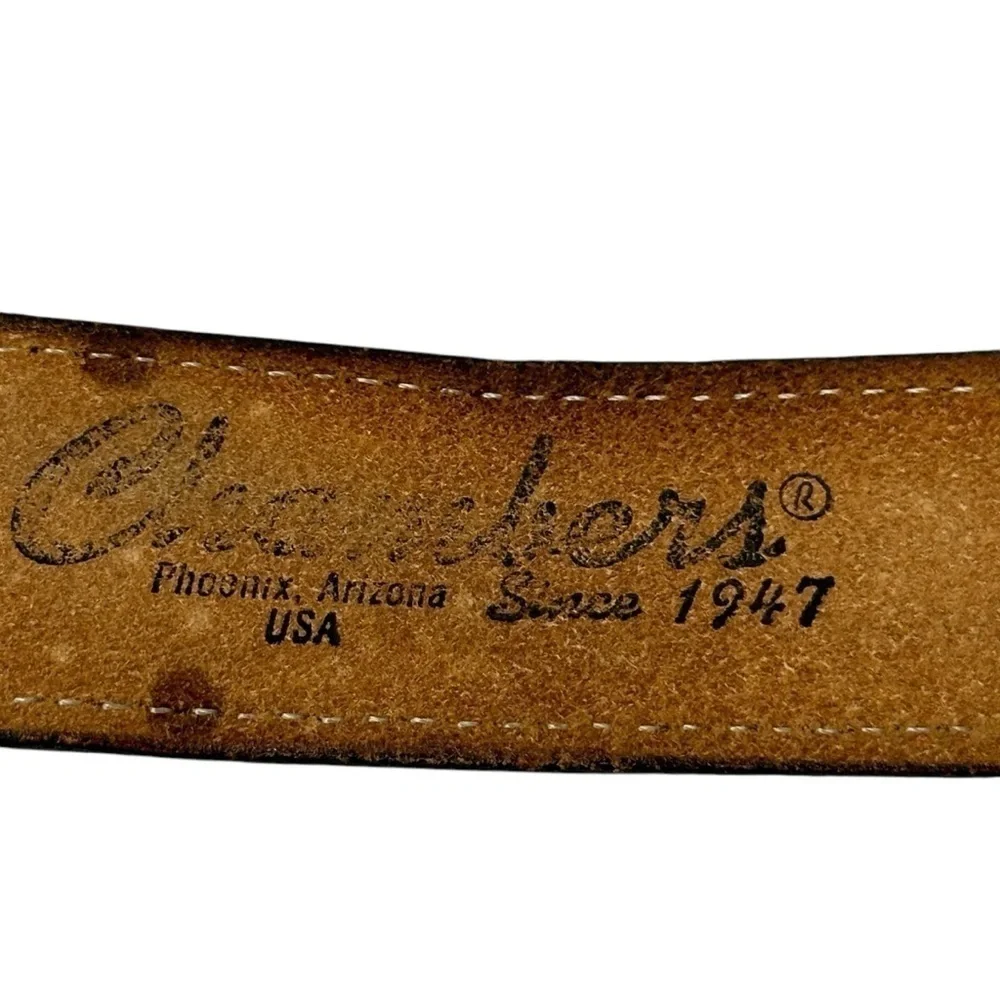 Chambers Genuine Top Grain Leather Large Stainless Oval Buckle Western Belt, 37